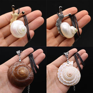Vintage Snail Pendant Natural Shell Conch DIY Jewelry