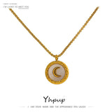 Moon Shell Collar Necklace Stainless Steel Chain Statement
