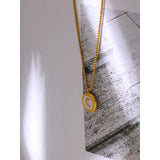 Moon Shell Collar Necklace Stainless Steel Chain Statement