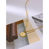 Moon Shell Collar Necklace Stainless Steel Chain Statement