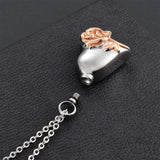 Heart Pendant Cremation Rose Necklace Stainless Steel Keepsake Memorial Locket
