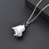 Heart Pendant Cremation Rose Necklace Stainless Steel Keepsake Memorial Locket