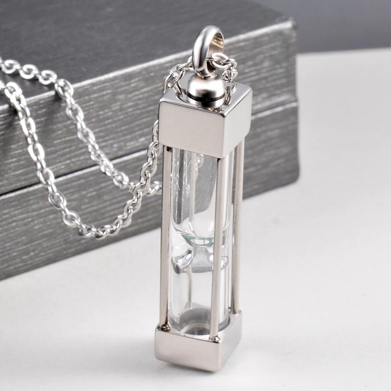 Unisex Hourglass Glass Cremation Necklace Memorial Keepsake