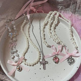 Kpop Goth Y2K Heart Bowknot Choker Necklace for Women