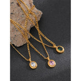 Geometric CZ Oval Pendant Necklace Golden Jewelry Women