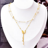 316L Stainless Steel Butterfly Pearl Charm Choker Necklace
