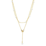 316L Stainless Steel Butterfly Pearl Charm Choker Necklace