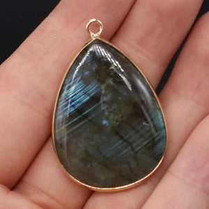 Labradorite Water Drop Pendant Natural Agates Stone Necklace