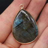 Labradorite Water Drop Pendant Natural Agates Stone Necklace