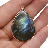 Labradorite Water Drop Pendant Natural Agates Stone Necklace