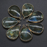 Labradorite Water Drop Pendant Natural Agates Stone Necklace