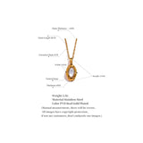 Stylish Oval Pendant Necklace Natural Stone Stainless Steel Women's Jewelry