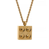 Stainless Steel Checkerboard Pendant Necklace Classic Stylish Jewelry