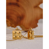 Stainless Steel Checkerboard Pendant Necklace Classic Stylish Jewelry