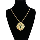 Long Pendant Necklace Women Ethnic Wedding Gift Morocco Caftan Metal Flower
