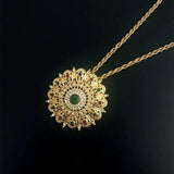 Long Pendant Necklace Women Ethnic Wedding Gift Morocco Caftan Metal Flower
