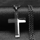 Splice Cross Stainless Steel Pendant Chain Necklace For Men