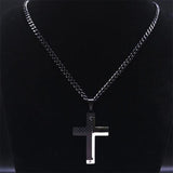 Splice Cross Stainless Steel Pendant Chain Necklace For Men