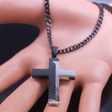 Splice Cross Stainless Steel Pendant Chain Necklace For Men