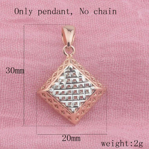 FJ Women Rhombus 585 Rose Pendant Necklace Jewelry