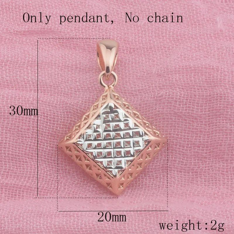 FJ Women Rhombus 585 Rose Pendant Necklace Jewelry