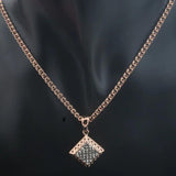 FJ Women Rhombus 585 Rose Pendant Necklace Jewelry