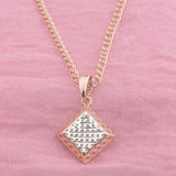 FJ Women Rhombus 585 Rose Pendant Necklace Jewelry