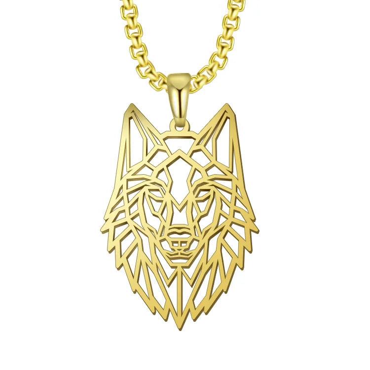 Men's Stainless Steel Wolf Head Pendant Necklace Vintage Animal Chain