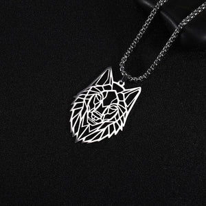 Men's Stainless Steel Wolf Head Pendant Necklace Vintage Animal Chain