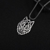 Men's Stainless Steel Wolf Head Pendant Necklace Vintage Animal Chain
