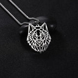 Men's Stainless Steel Wolf Head Pendant Necklace Vintage Animal Chain