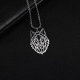 Men's Stainless Steel Wolf Head Pendant Necklace Vintage Animal Chain