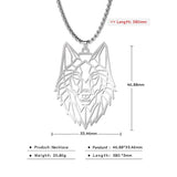 Men's Stainless Steel Wolf Head Pendant Necklace Vintage Animal Chain