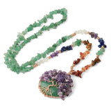 CSJA Natural Stone Reiki Chakra Necklaces Tree of Life Pendants