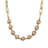 Colorful CZ Heart Chain Collar Necklace Waterproof Femme Jewelry