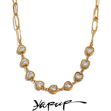Colorful CZ Heart Chain Collar Necklace Waterproof Femme Jewelry