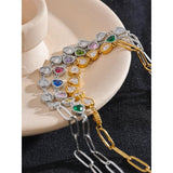 Colorful CZ Heart Chain Collar Necklace Waterproof Femme Jewelry