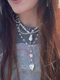 Pastel Pink Star Girl Rosary Locket Beaded Necklace Y2K Jewelry
