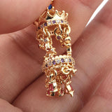 2PCS 18K Brass Zircon Carousel Pendants for DIY Jewelry Making