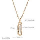 Rose Gold Pendant Necklace with Zircon - Women's Jewelry