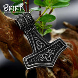 Viking Mjolnir Thor's Hammer Pendant Owl Pattern Retro Amulet Men