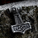 Viking Mjolnir Thor's Hammer Pendant Owl Pattern Retro Amulet Men