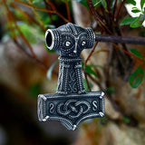 Viking Mjolnir Thor's Hammer Pendant Owl Pattern Retro Amulet Men
