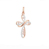 FJ Women Rose Crystal Cross Pendant Chain