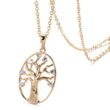 Life Tree Pendant Necklace 585 Rose Fine Zircon Jewelry