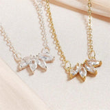 Leaf Shape Zircon Pendant Necklace For Women Clavicle Chain Elegant Jewelry