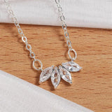 Leaf Shape Zircon Pendant Necklace For Women Clavicle Chain Elegant Jewelry