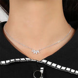 Leaf Shape Zircon Pendant Necklace For Women Clavicle Chain Elegant Jewelry