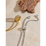 CZ Paved Stainless Steel Square Pendant Necklace