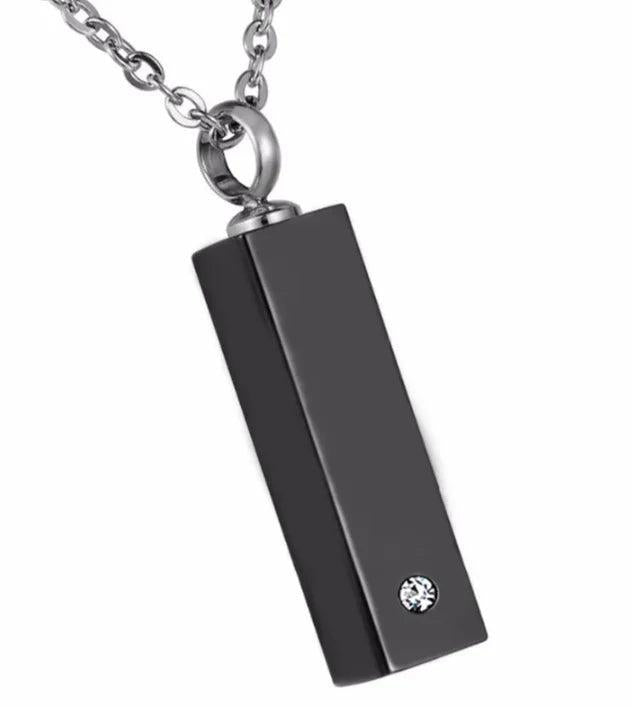 Stainless Steel Birthstone Cube Urn Necklace Pendant